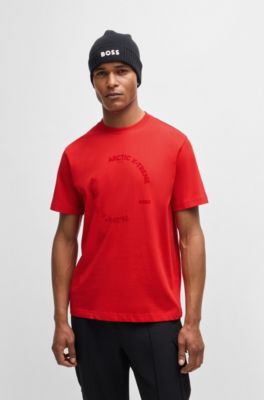 Cotton-jersey relaxed-fit T-shirt with seasonal artwork, Light Red