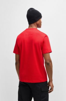 Cotton-jersey relaxed-fit T-shirt with seasonal artwork, Light Red