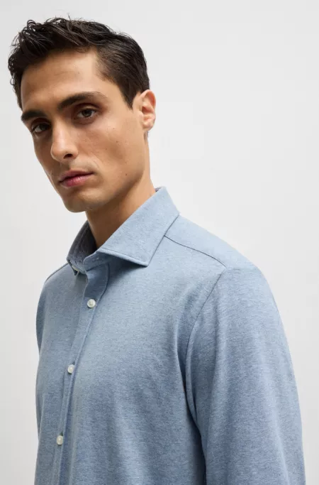 Slim-fit shirt in stretch-cotton jersey