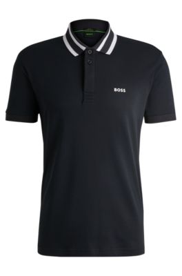 Polo de interlock de algod&oacute;n con detalle de logo, Azul oscuro