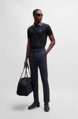 Polo de interlock de algod&oacute;n con detalle de logo, Azul oscuro