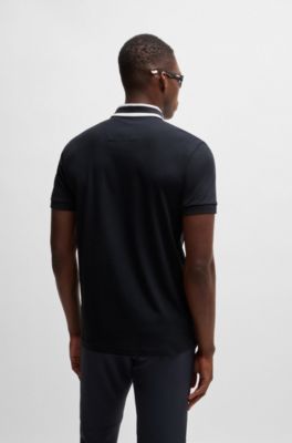 Polo de interlock de algod&oacute;n con detalle de logo, Azul oscuro