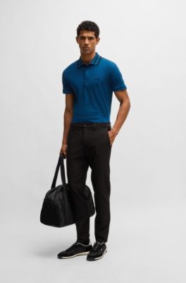 Polo de interlock de algod&oacute;n con detalle de logo, Celeste