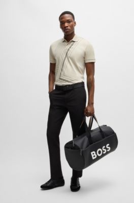 Polo de algod&oacute;n interlock con ilustraci&oacute;n de l&iacute;neas finas, Beige claro