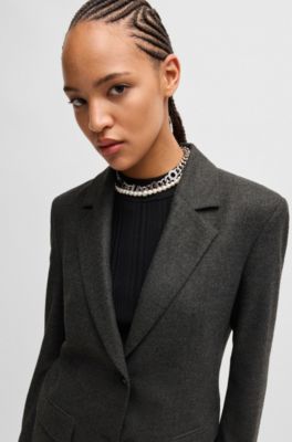 Regular-fit jacket in melange stretch fabric, Dark Grey