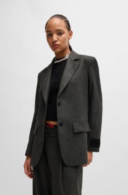 Regular-fit jacket in melange stretch fabric, Dark Grey