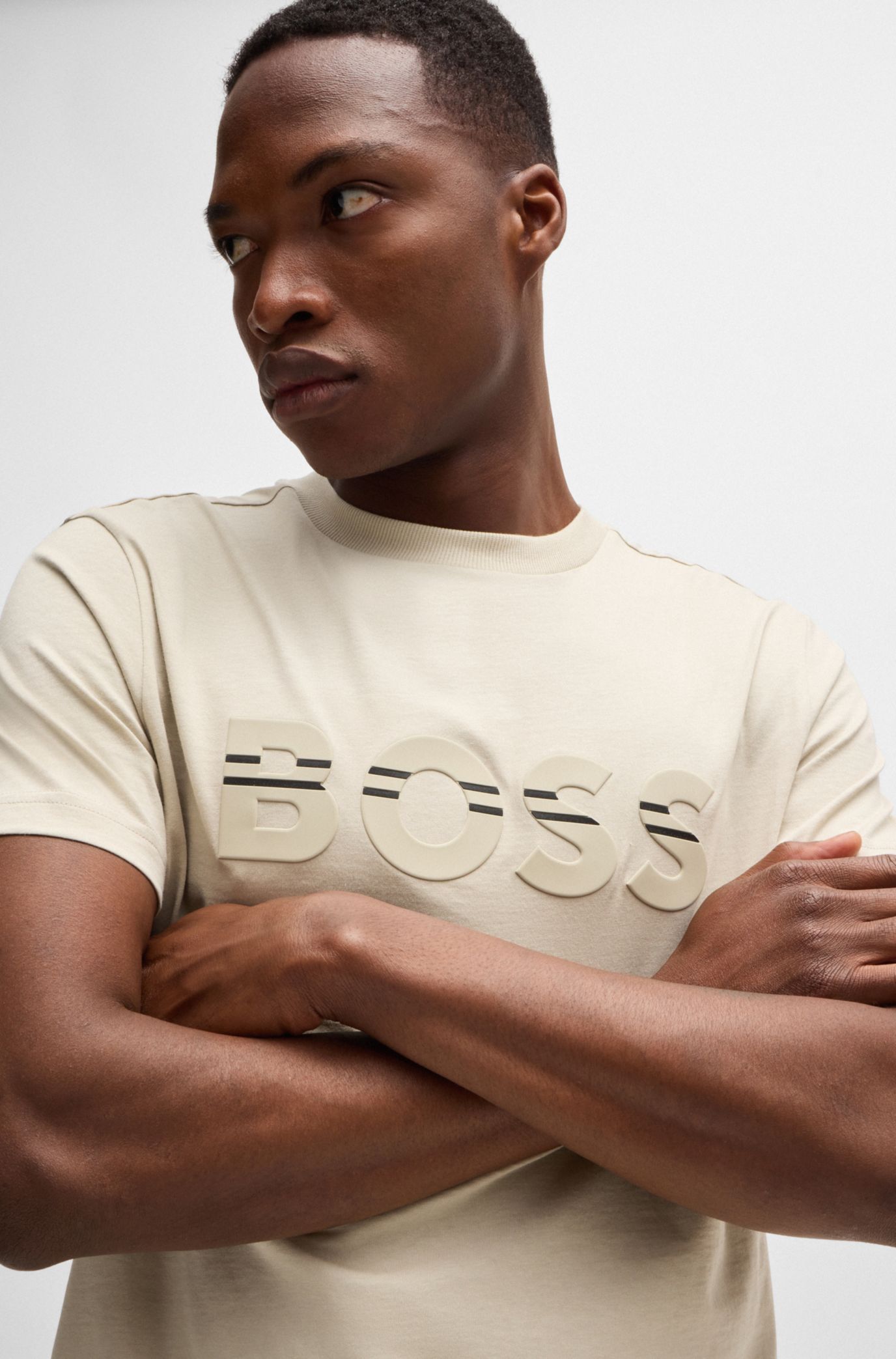 BOSS - Cotton-jersey regular-fit T-shirt with logo artwork