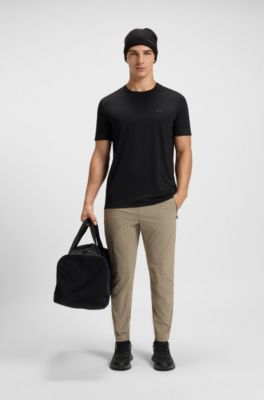 Quick-dry stretch-jersey T-shirt with decorative reflective artwork, Black