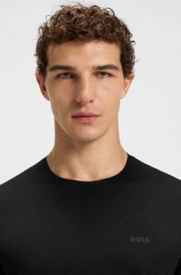 Quick-dry stretch-jersey T-shirt with decorative reflective artwork, Black