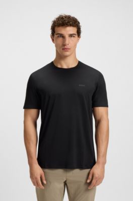 Quick-dry stretch-jersey T-shirt with decorative reflective artwork, Black