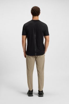 Quick-dry stretch-jersey T-shirt with decorative reflective artwork, Black