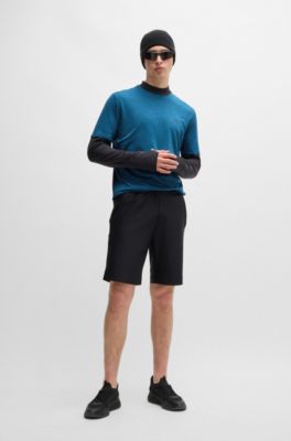 Quick-dry stretch-jersey T-shirt with decorative reflective artwork, Light Blue