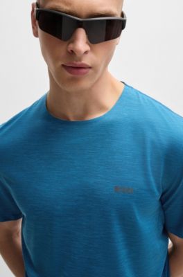 Quick-dry stretch-jersey T-shirt with decorative reflective artwork, Light Blue