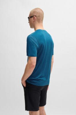 Quick-dry stretch-jersey T-shirt with decorative reflective artwork, Light Blue