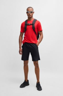 Quick-dry stretch-jersey T-shirt with decorative reflective artwork, Light Red