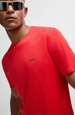 Quick-dry stretch-jersey T-shirt with decorative reflective artwork, Light Red