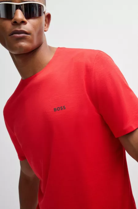 Quick-dry stretch-jersey T-shirt with decorative reflective artwork