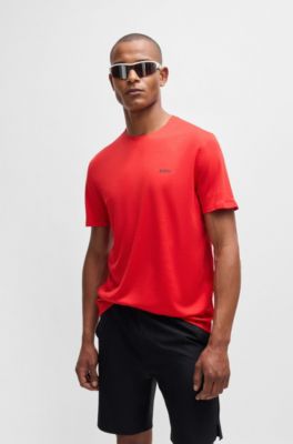Quick-dry stretch-jersey T-shirt with decorative reflective artwork, Light Red