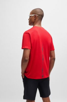 Quick-dry stretch-jersey T-shirt with decorative reflective artwork, Light Red