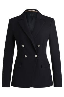 Slim-fit jacket with double-breasted closure, Dark Blue