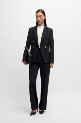 Slim-fit jacket with double-breasted closure, Dark Blue