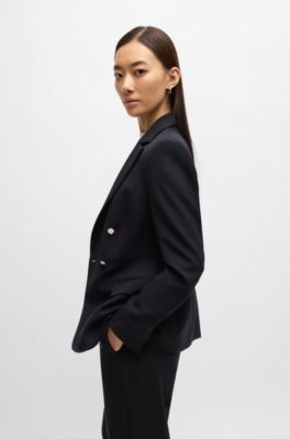 Slim-fit jacket with double-breasted closure, Dark Blue