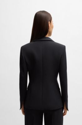 Slim-fit jacket with double-breasted closure, Dark Blue