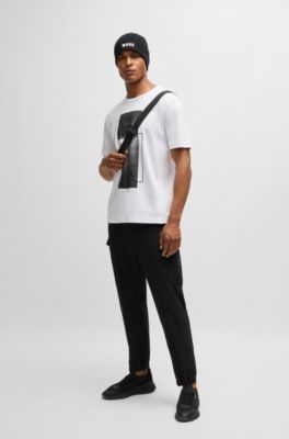 Camiseta regular fit en interlock de algod&oacute;n con ilustraci&oacute;n de temporada, Blanco