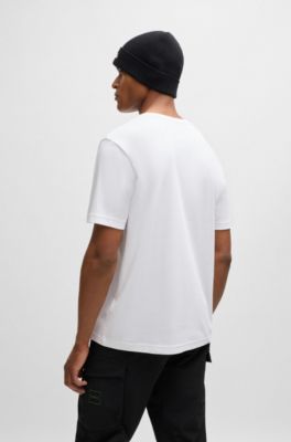 Camiseta regular fit en interlock de algod&oacute;n con ilustraci&oacute;n de temporada, Blanco