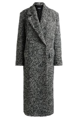 Hugo Boss Oversize-fit Coat In Boucl Tweed In Patterned