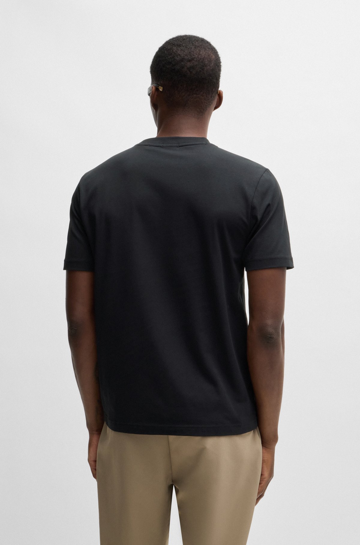 BOSS - Stretch-cotton regular-fit T-shirt with flag artwork BOSS - Stretch-cotton regular-fit T-shirt with flag artwork