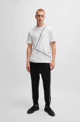 Interlock-cotton regular-fit T-shirt with fineline artwork, White