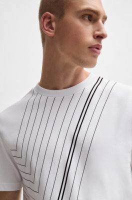 Interlock-cotton regular-fit T-shirt with fineline artwork, White