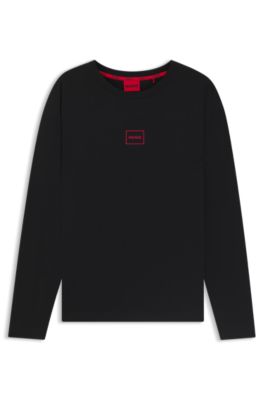 Parte superior de ropa de sal&oacute;n en algod&oacute;n el&aacute;stico con logo, Negro