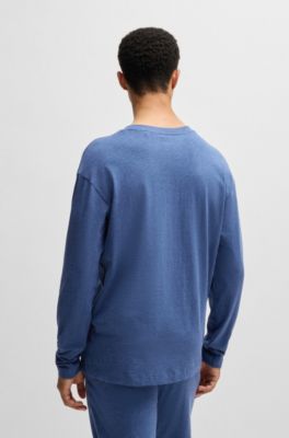 Logo-print T-shirt in stretch cotton, Dark Blue