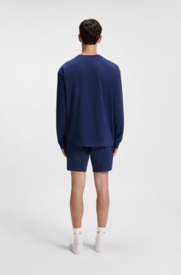 Parte superior de ropa de sal&oacute;n en algod&oacute;n el&aacute;stico con logo, Azul oscuro