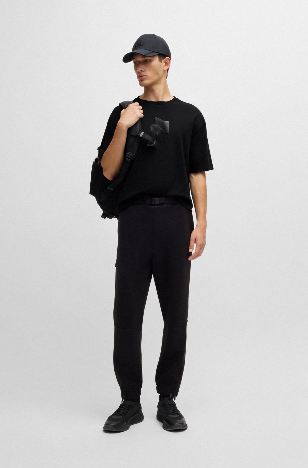 BOSS - Relaxed-fit T-shirt in interlock cotton with gloss BOSS - Relaxed-fit T-shirt in interlock cotton with gloss