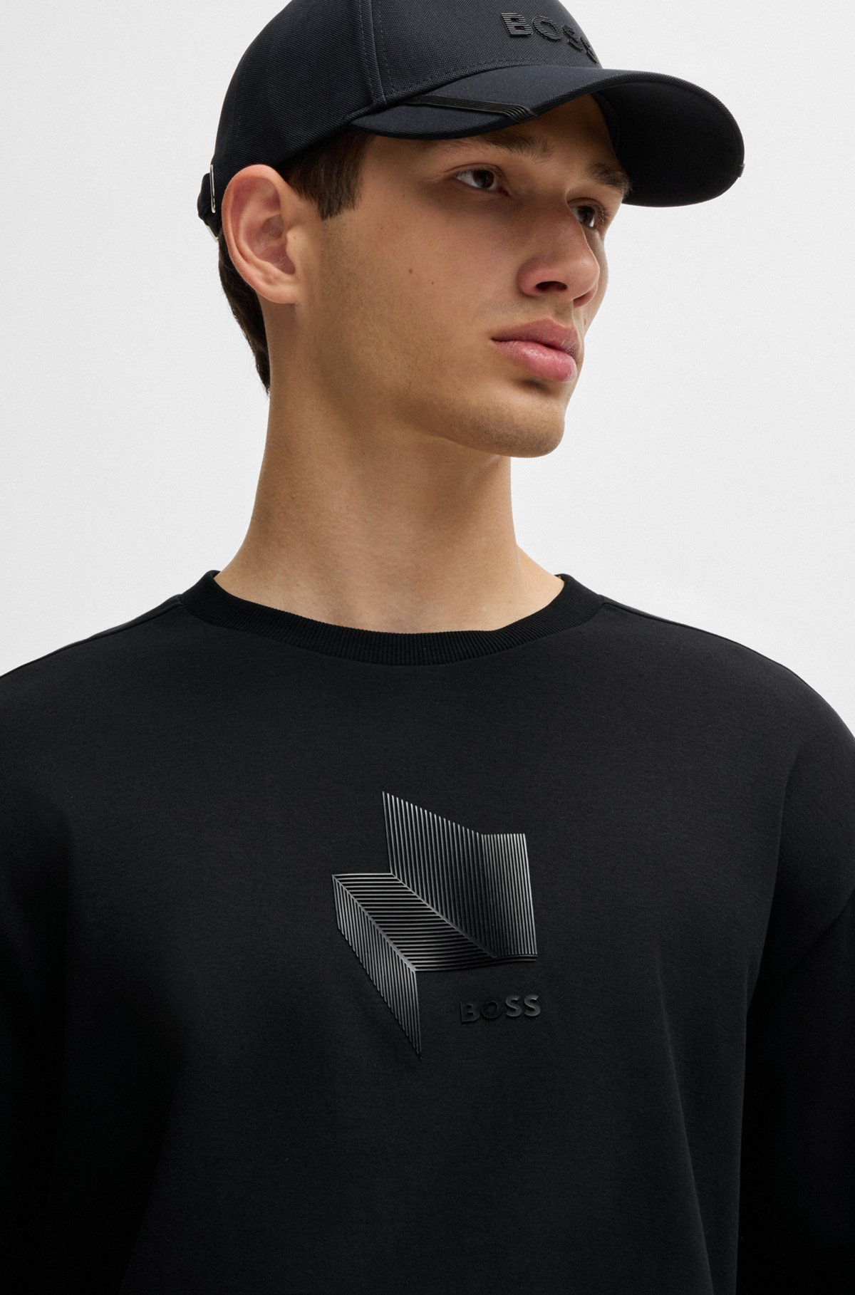 BOSS - Relaxed-fit T-shirt in interlock cotton with gloss BOSS - Relaxed-fit T-shirt in interlock cotton with gloss