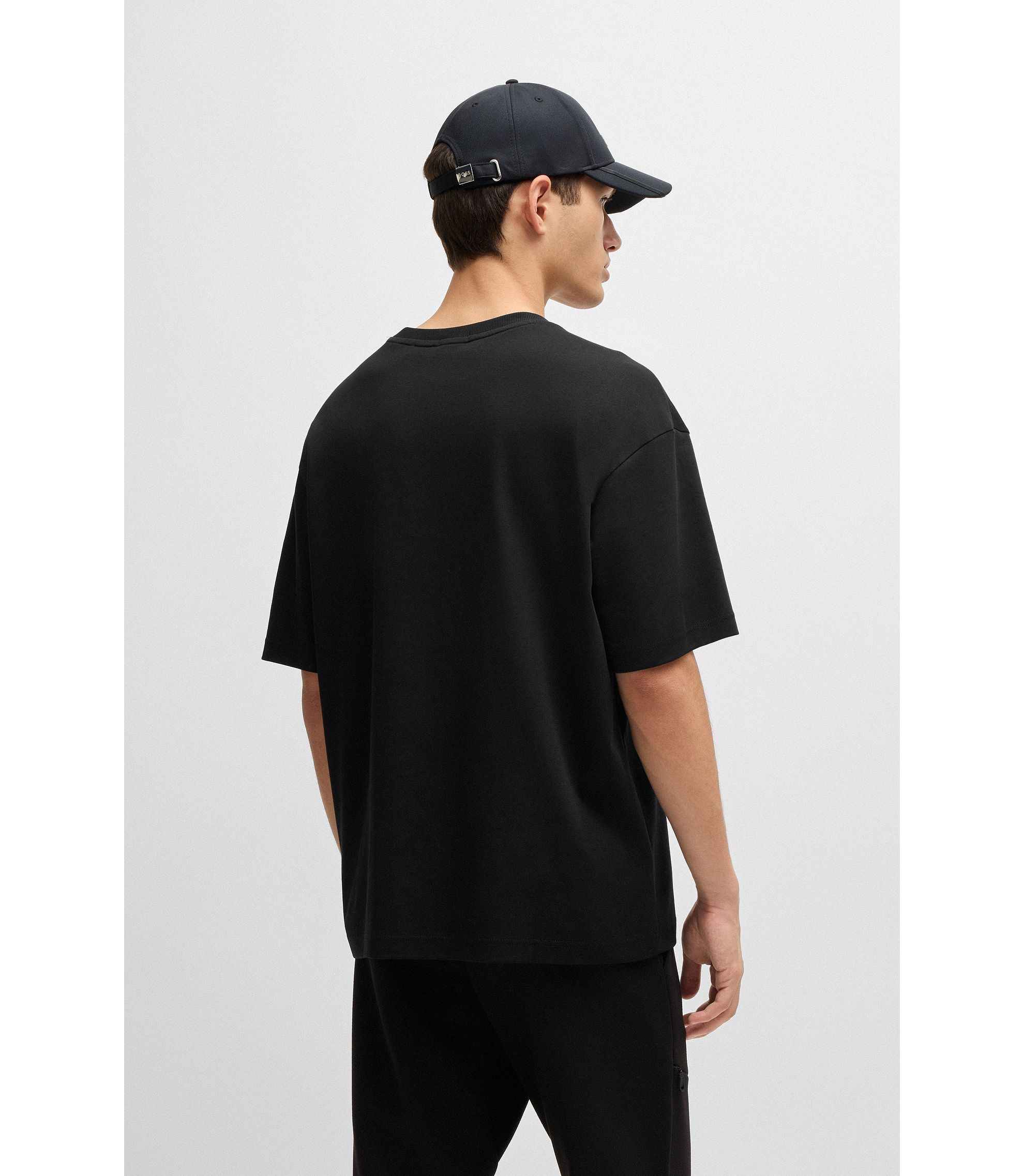 BOSS - Relaxed-fit T-shirt in interlock cotton with gloss BOSS - Relaxed-fit T-shirt in interlock cotton with gloss