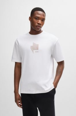 Relaxed-fit T-shirt in interlock cotton with gloss artwork, White