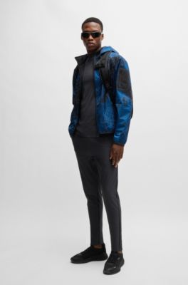 Slim-fit long-sleeved T-shirt in temperature-regulating fabric, Black