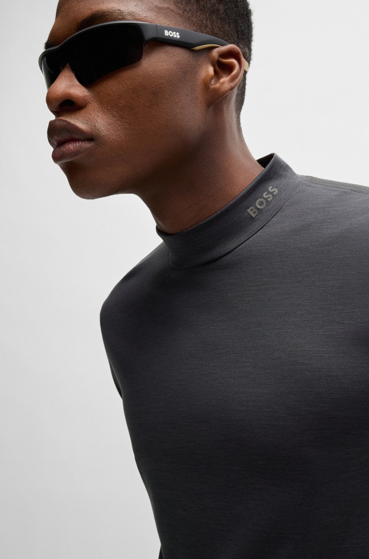 BOSS - Slim-fit long-sleeved T-shirt in temperature BOSS - Slim-fit long-sleeved T-shirt in temperature