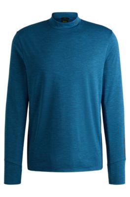 Slim-fit long-sleeved T-shirt in temperature-regulating fabric, Light Blue