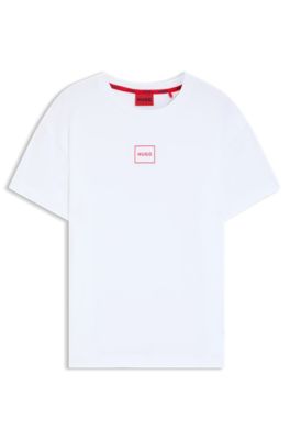 Logo-print T-shirt in stretch cotton, White