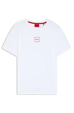 Stretch-cotton T-shirt with graphic logo print