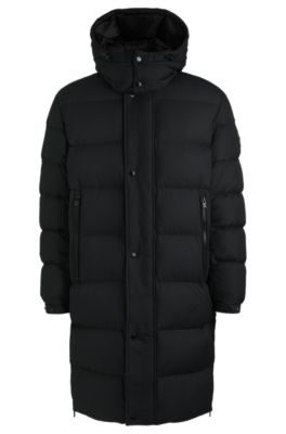 Hugo Boss Water-repellent Down Jacket With Detachable Hood In Black