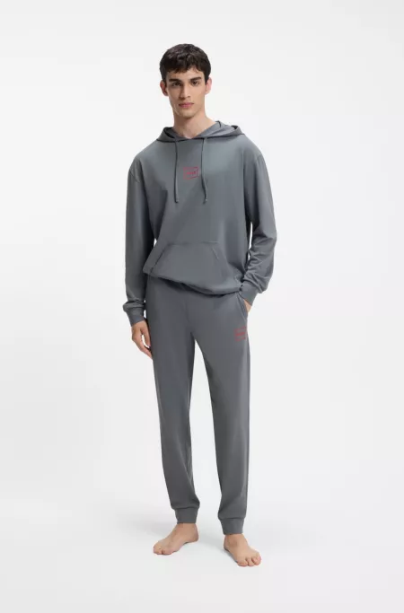 Cuffed loungewear pants in stretch cotton with logo print