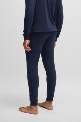 Logo-print tracksuit bottoms in stretch cotton, Dark Blue