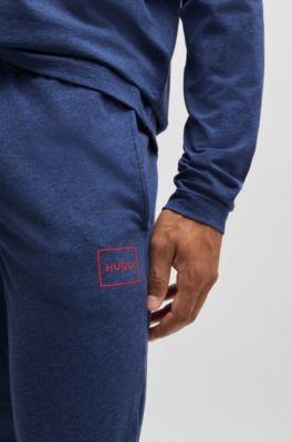 Logo-print tracksuit bottoms in stretch cotton, Dark Blue