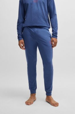 Logo-print tracksuit bottoms in stretch cotton, Dark Blue